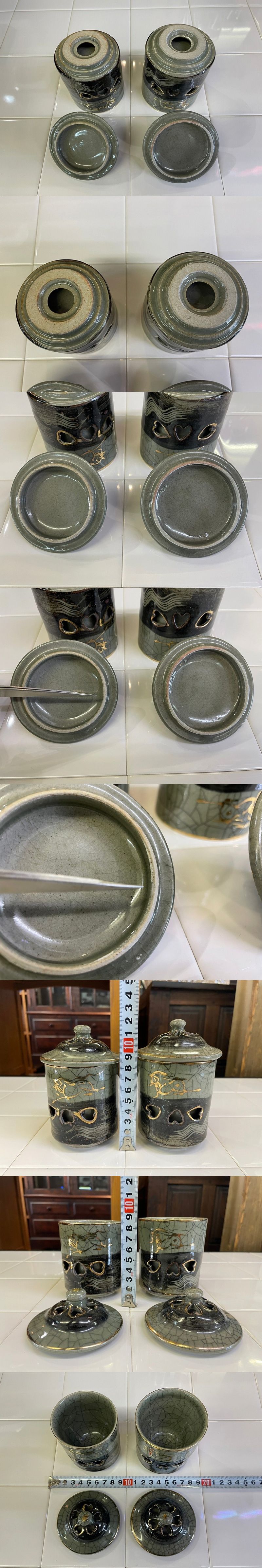 相馬焼 湯呑み 3客 蓋付 金彩 跳ね馬 走り駒 茶器 茶道具 煎茶道具